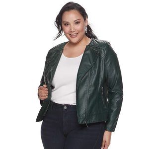 Plus Size EVRI™ Pleater Moto Faux Leather Jacket